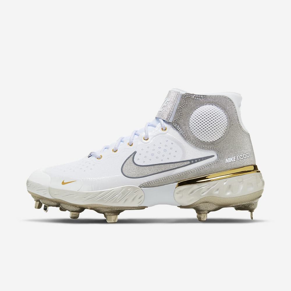 Crampon Baseball Nike Alpha Huarache Elite 3 Mid Blanche 4076-593 White/Smoke Grey/Metallic Gold/Metallic Silver Homme | MCC-70025784